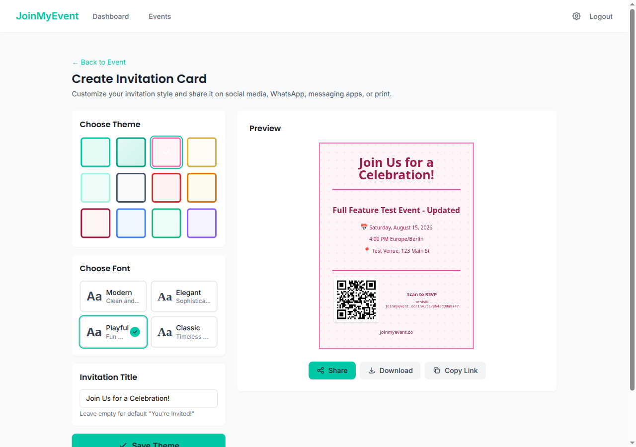Customize Your Invitation Cards: Themes, Fonts, and More